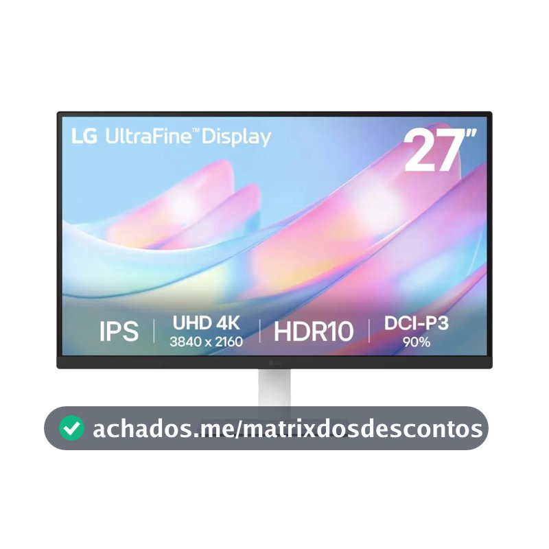 Monitor LG UltraFine - Tela IPS UHD 4K 27", HDR10, DCI-P3 90% , Dynamic Action Sync, Branco– 27US500