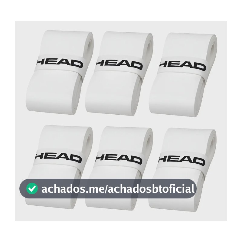 Kit 6 Un Overgrip Head Raquete Tenis Beach Tennis Padel Branco