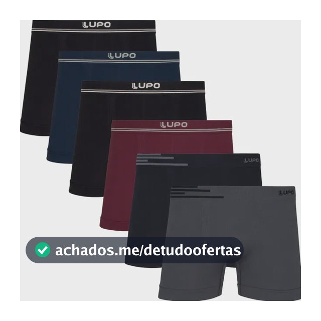 Kit 6 Cuecas Lupo Boxer Box Sem Costura Basic Microfibra