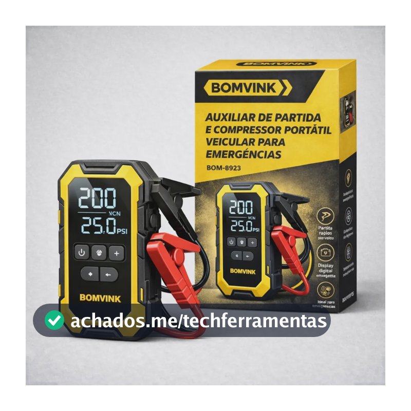 Auxiliar De Partida Compressor De Ar Portátil Carro Pneu Preto/amarelo 12 60 Bifásica