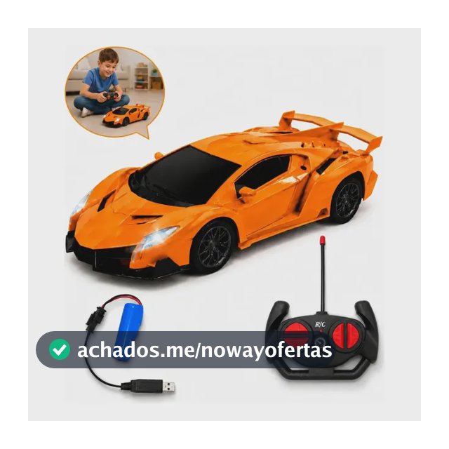 Carrinho Lamborghini Controle Remoto Esportivo Farol Led Laranja Lamborghini Veneno