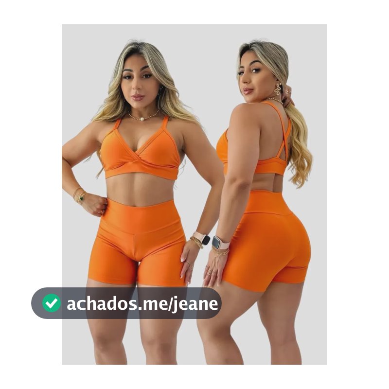 Conjunto De Academia Feminino Fitness Short E Top Cós Alto Laranja/100-cst M