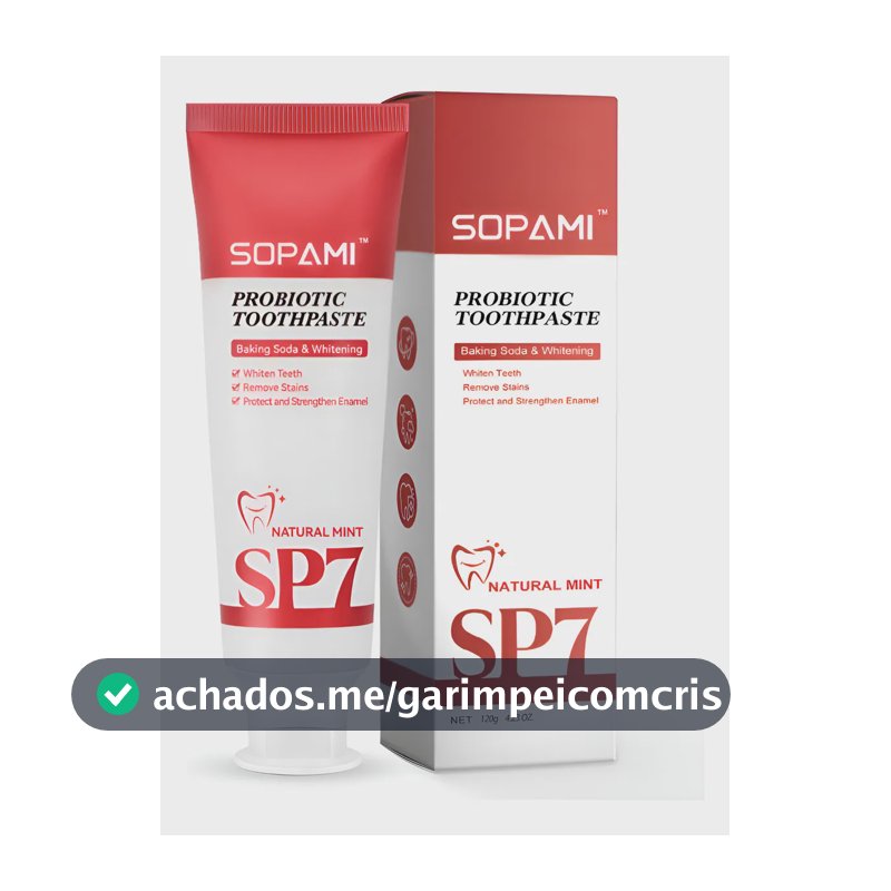 Creme Dental Clareador Natural Sp7 Com Probióticos Sem Flúor