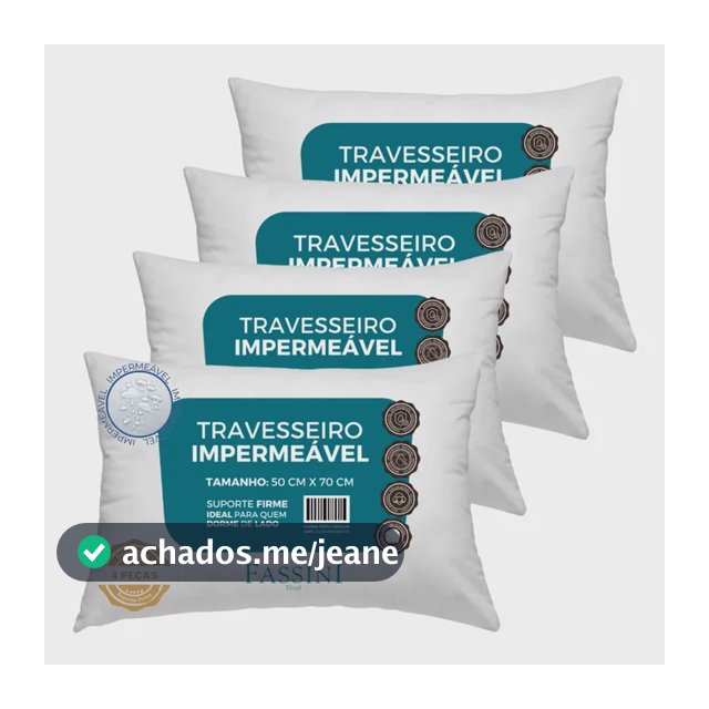 4 Travesseiros Antialérgico Impermeável 50x70 Super Macio Branco