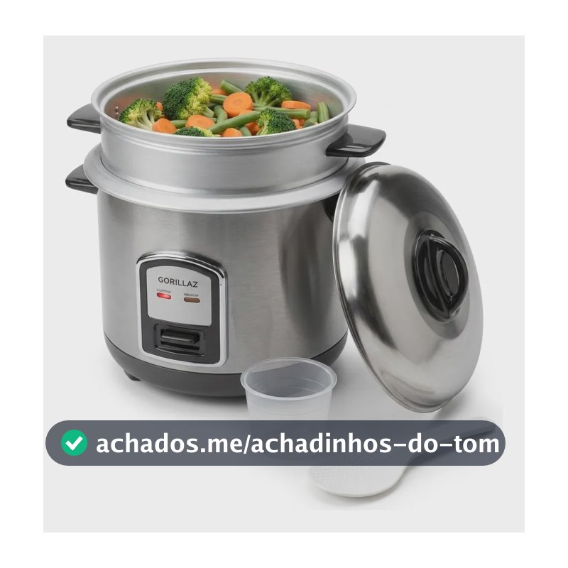 Panela De Arroz Elétrica Vapor Legumes  400w 1l / 5 Xícaras Inox 127v 60hz