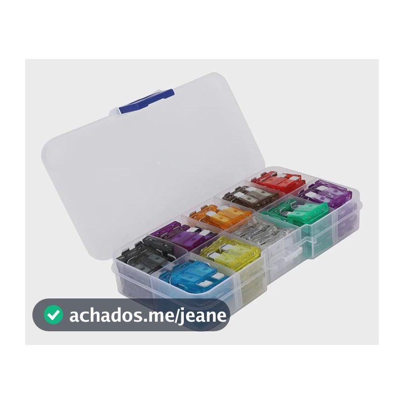 Kit Fusível Carro Automotivo Lâmina Médio Estojo 100pcs 12v
