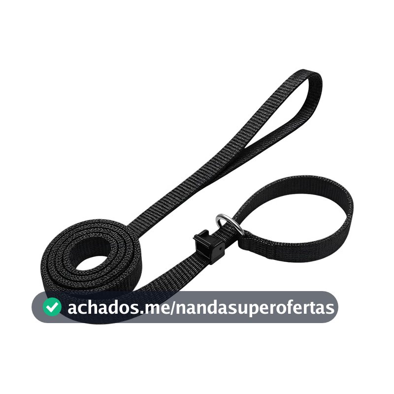 Guia Unificada Coleira 2,00 Mt Enforcador Cães Adestramento Cor Preto