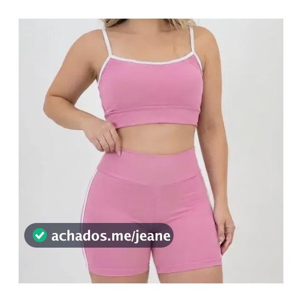 Conjunto Bermuda E Top Feminino Academia Fitness Zero Transp Rosa Liso M