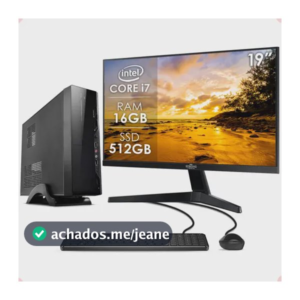 Computador Slim Intel I7 16gb Ssd 512gb Mon 19 Strong Tech