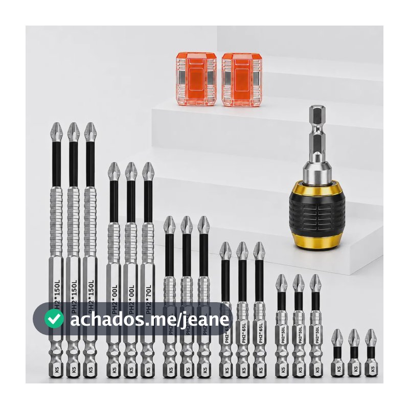 Kit 18 Ponta Bits Magnéticas K5 Ph2 Parafusadeira，Inclui 1 adaptador e 2 magnetizadores.