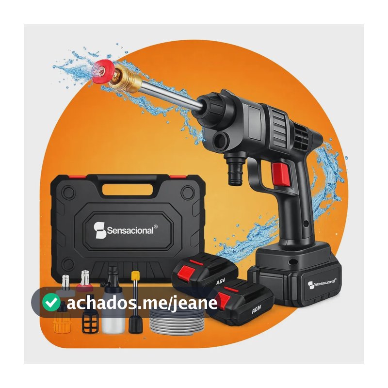 Lavadora Lava Jato Portátil De Alta Pressão Com 2 Baterias Preto 127/220v 50hz/60hz Sensacional