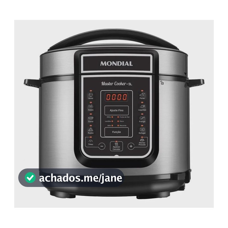 Panela De Pressão Elétrica Digital Mondial 5l Preto E Inox 110v