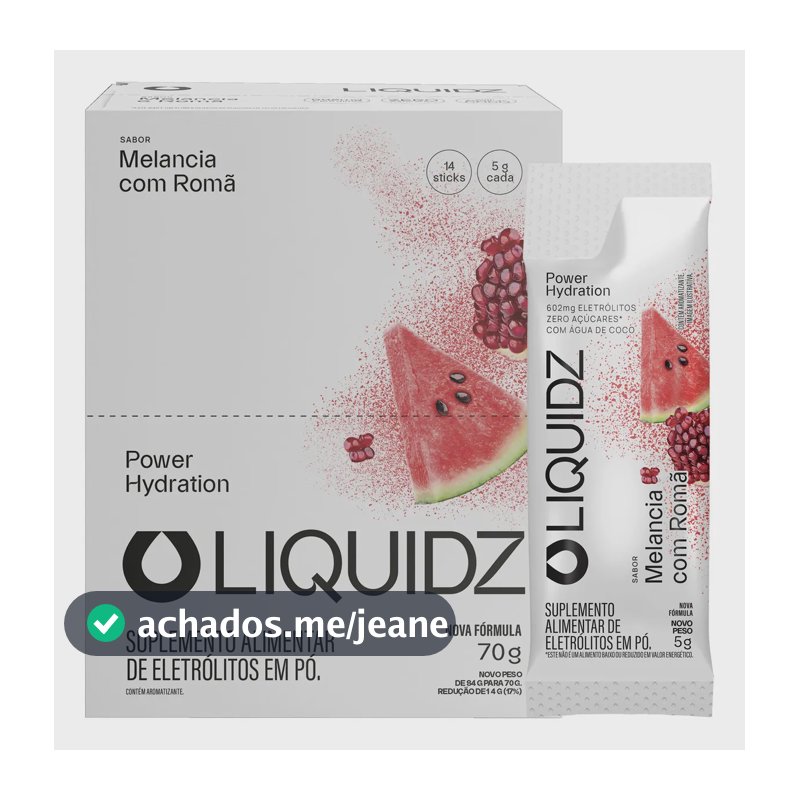 Liquidz® Eletrólitos Zero Açúcar Melancia Com Romã 14 Sachês Melancia Com Romã