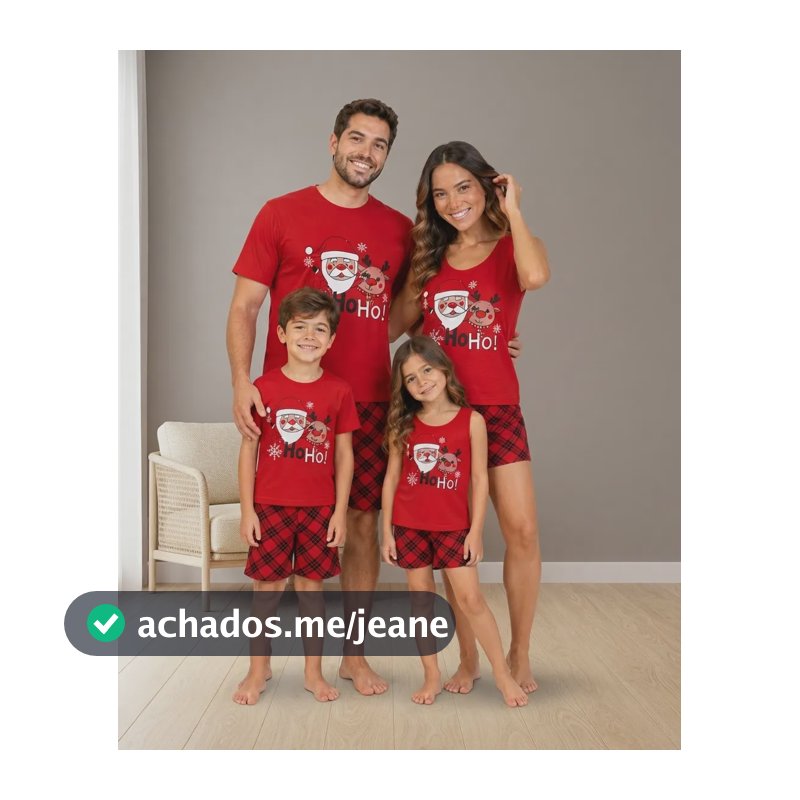 Kit 3 Pijama Natal Família  Estampas Divertidas Noel Verão Natal Vermelho Escolher No Chat
