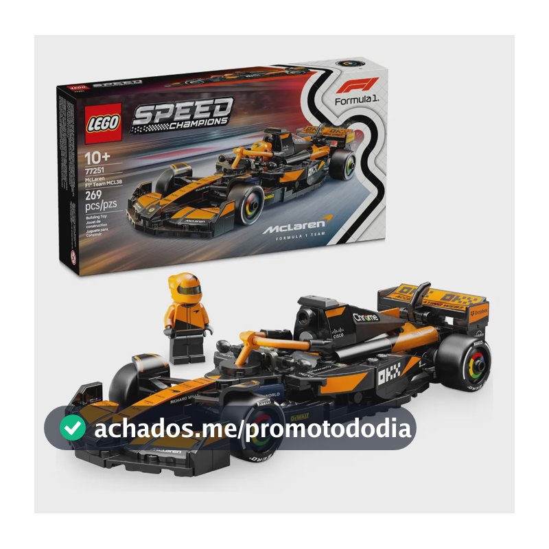 LEGO Speed Champions Carro de Corrida McLaren F1 Team MCL38 77251; Carro de Fórmula 1 de brinquedo para montar