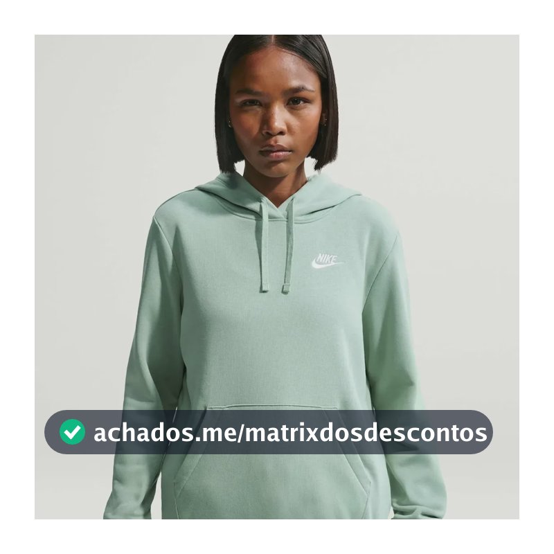 Blusão Nike Sportswear Club Fleece Feminino Gg Verde Claro/branco Liso