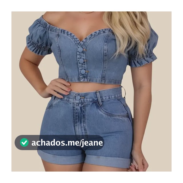 Conjunto Jeans Feminino Modelo Blogueira Short E Cropped