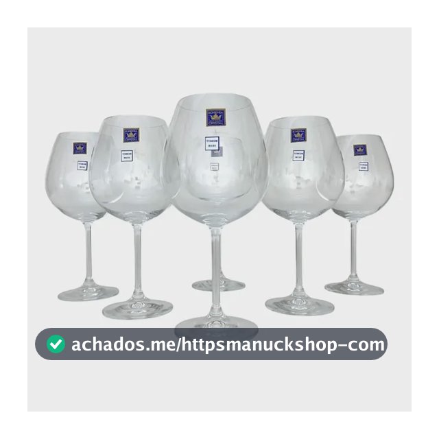 Jogo 06 Unidades De Taças Vinho Tinto 650ml Cristal Bohemia Cristal