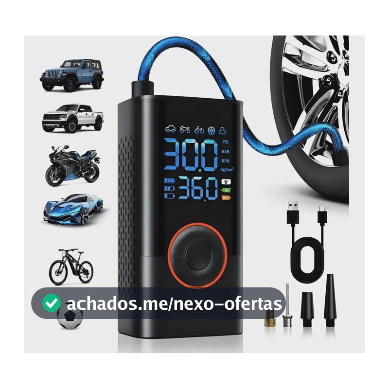 Mini Compressor Ar Calibrador Encher Pneu Portátil Digital