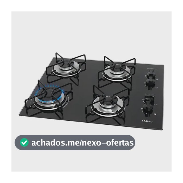 Cooktop a Gás Fischer 4 Bocas Fit Line Trempe Esmaltada Aramado