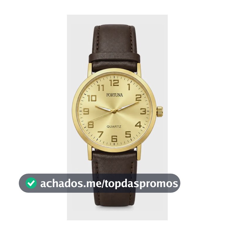 Relógio De Pulso Masculino Minimalista Old Money Fortuna Marrom Cx Dourada