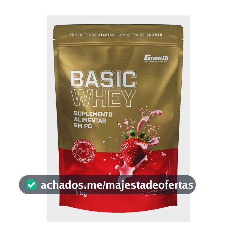 Basic Whey 1kg Growth Supplements Morango