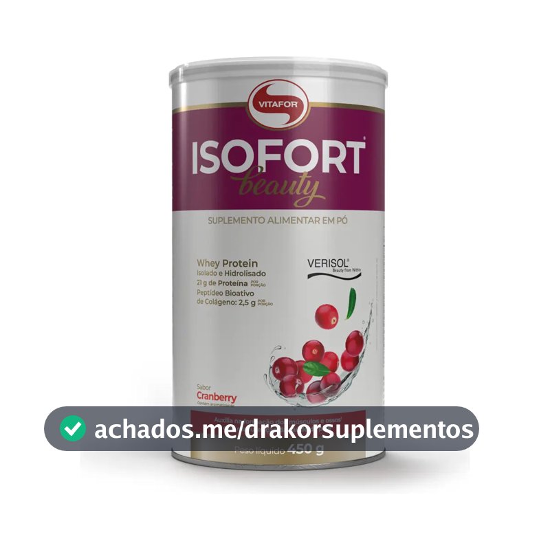 Whey Protein Vitafor Isofort Beauty Isolado e Hidrolisado Cranberry 450 g