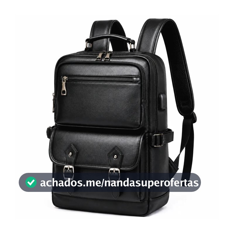 Mochila De Couro Masculina Feminina Escritorio Executiva Trabalho Unissex Antifurto Aeroporto Laptop Notebook Metro Social Polegadas Viagem Lombar Entrada Escolar Faculdade Impermeável Preta My Chair