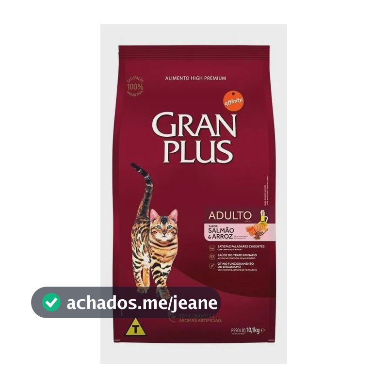 Ração Gran Plus para Gato Adulto de Salmão e Arroz 10,1 kg