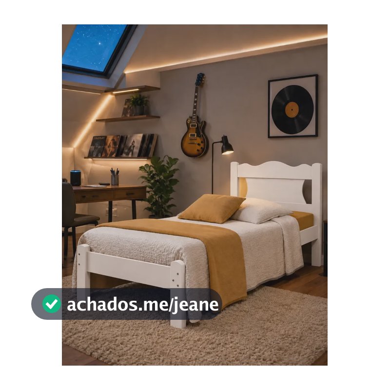 Cama De Solteiro Munique Em Mdf Robusta E Resistente Branco Branco