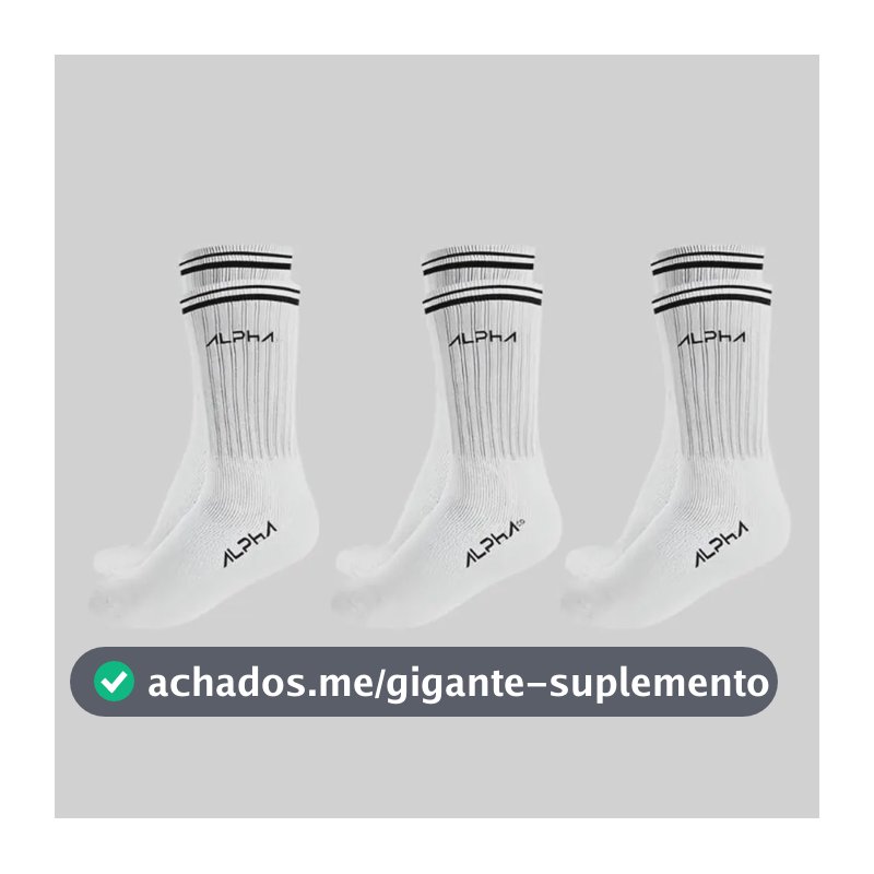 Kit 3 Meias Cano Médio  Alpha Branco U