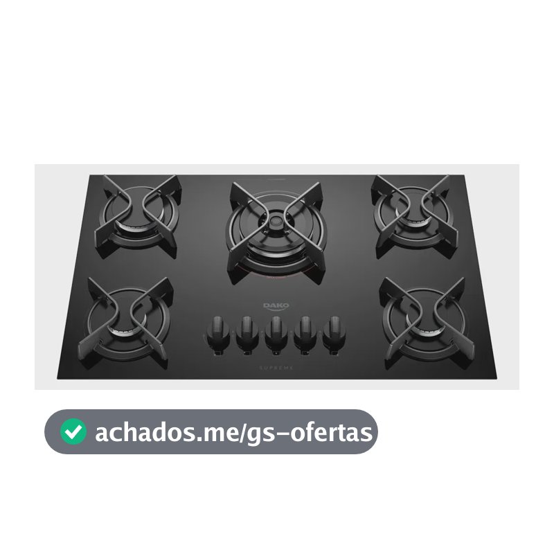 Cooktop 5 Bocas Dako Supreme Com Tripla Chama Preto Bivolt Preto