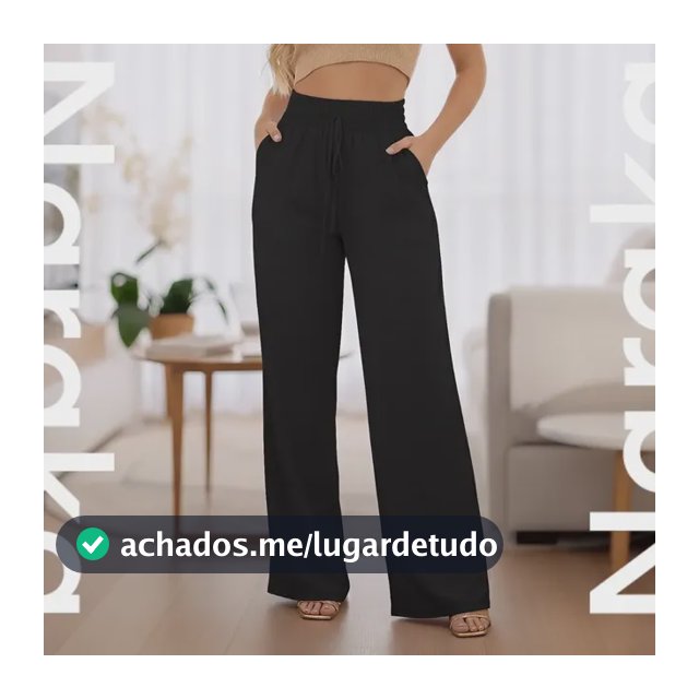 Calça Feminina Pantalona Duna Wide Leg Cintura Alta
