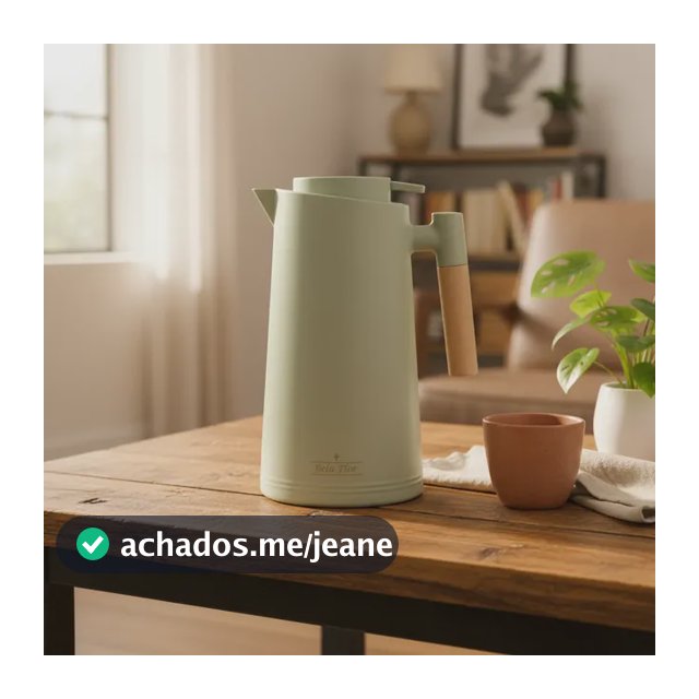 Garrafa Térmica 1l Cabo Madeira Café Chá Mesa Posta Premium Verde-claro