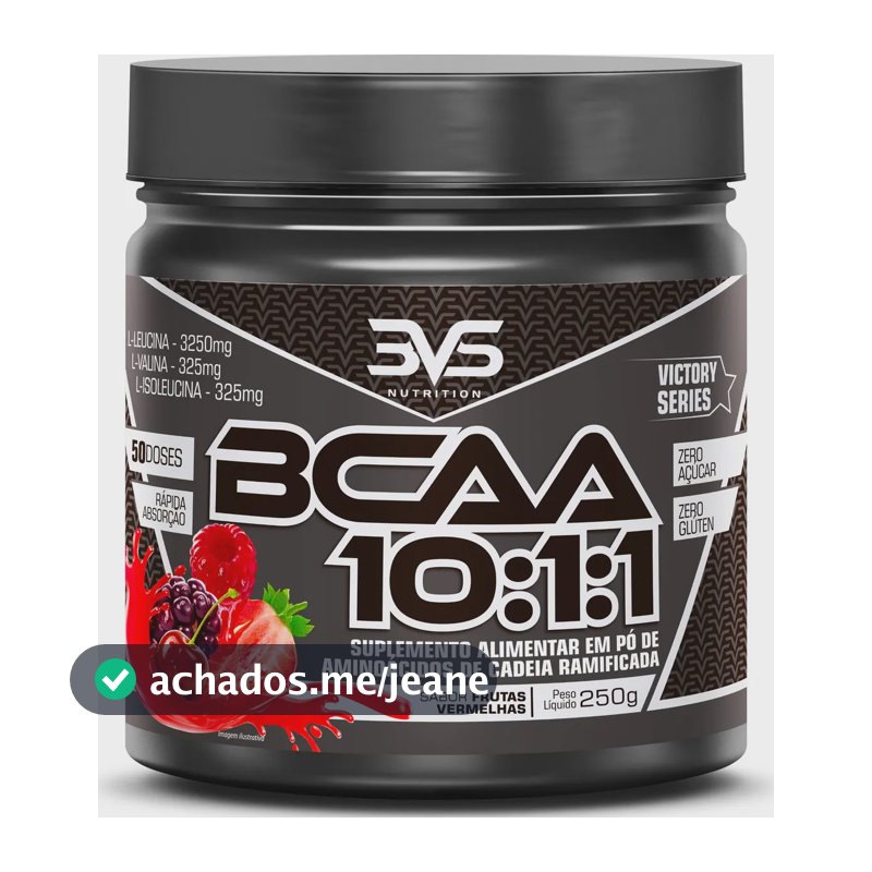 Bcaa Em Pó 10:1:1 Sabor: Frutas Vermelhas - Fórmula Exclusiva Ultra Concentrada Com 3900mg De Aminoácidos Por Dose - 250g