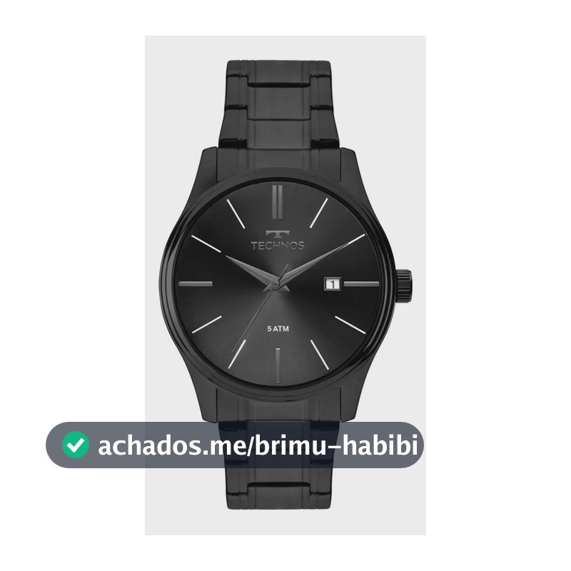 Relógio Technos Masculino Quartzo Grafite 42mm Aço Resistente à Água