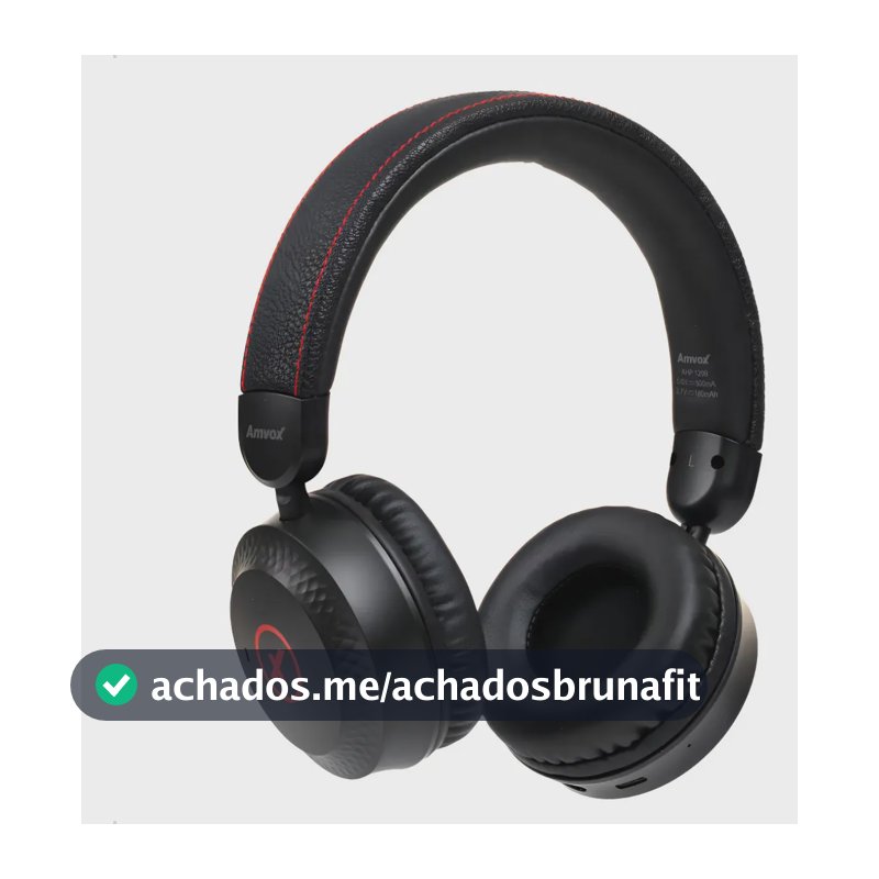 Fone De Ouvido Preto Sem Fio Bluetooth Alta Potência Amvox Preto