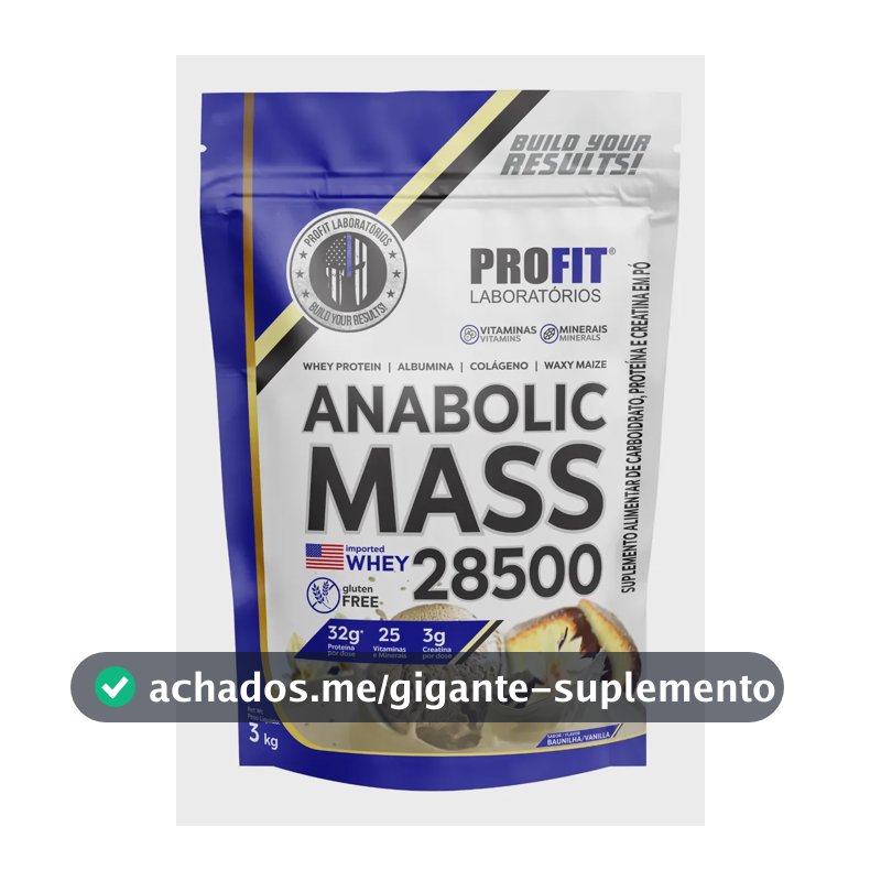 Proteína ProFit Laboratórios Hipercaloricos Anabolic Mass 28500 em pó sabor Baunilha x 3kg