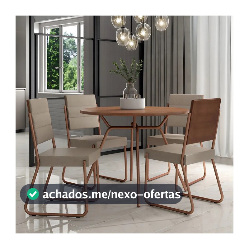 Conjunto Sala de Jantar 4 Cadeiras San Francisco Carraro Freijó com Rosê