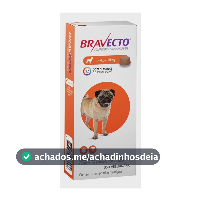 Bravecto Antipulgas e Carrapatos MSD para Cães de 4,5 a 10 kg