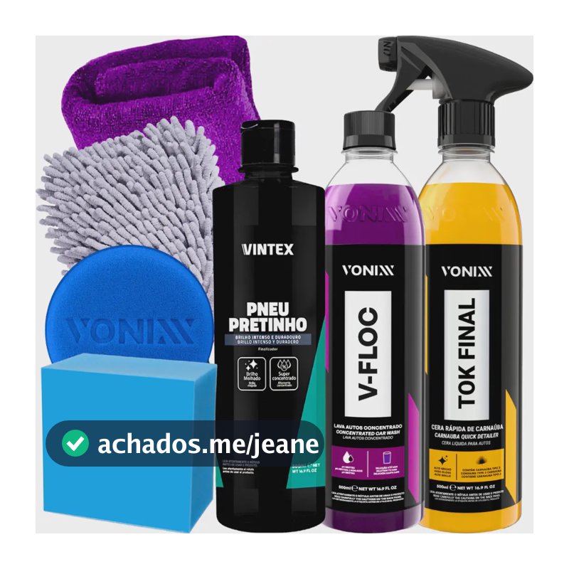 Kit Para Lavar Moto Pneu Pretinho Shampoo V-floc Cera Tok