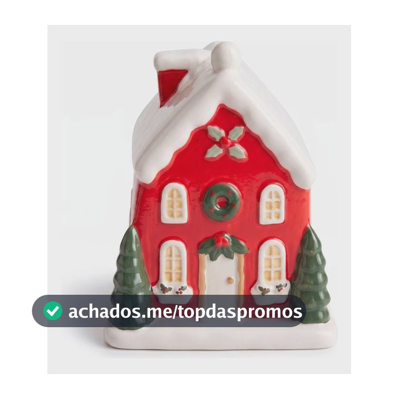 Enfeite De Natal Casinha Led Home Style Nieve 15 Cm Vermelho