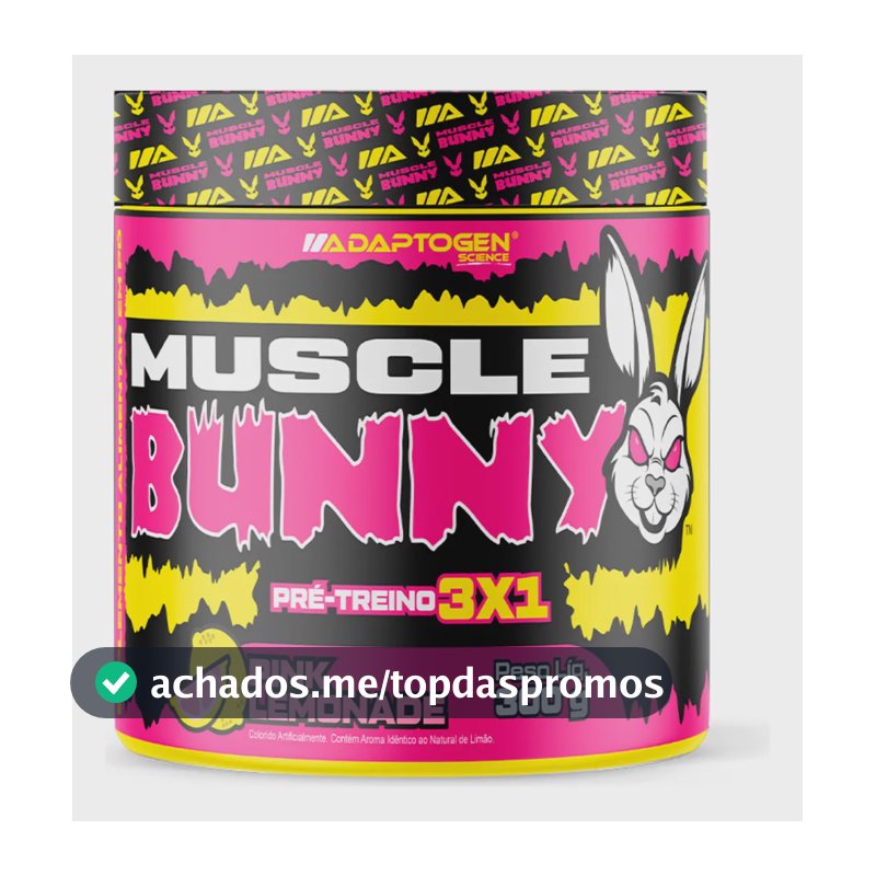 Pré Treino Muscle Bunny C/300g - Adaptogen Sabor Pink Lemonade