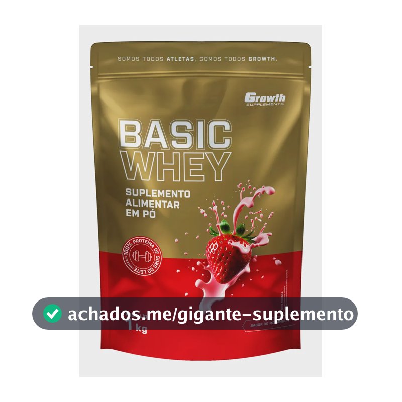 Basic Whey 1kg Growth Supplements Morango