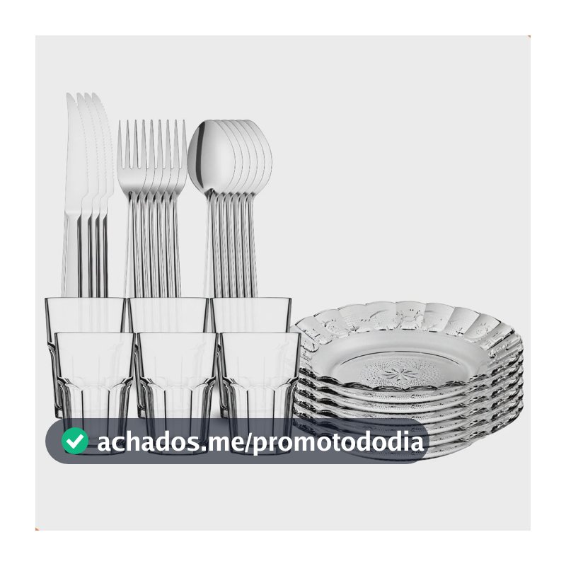 Aparelho De Jantar 30 Peças Com Pratos, Copos E Talheres Transparente