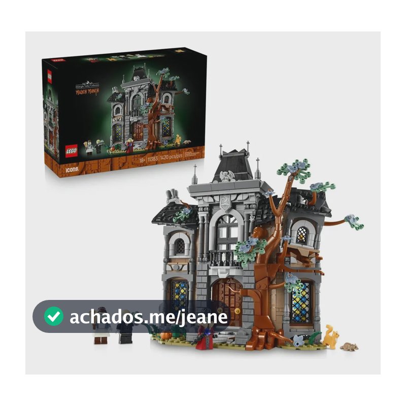 LEGO® Icons Mayor's Mansion 11383; kit de construção de mansão fantasmagórica, decoração com 3 minifiguras que brilham no escuro; maiores de 18 anos