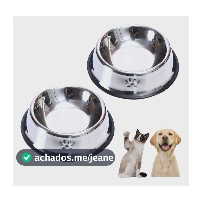 Tigela Para Gato Cachorro Coelhos 2 Unidades Inox Promoção Inox