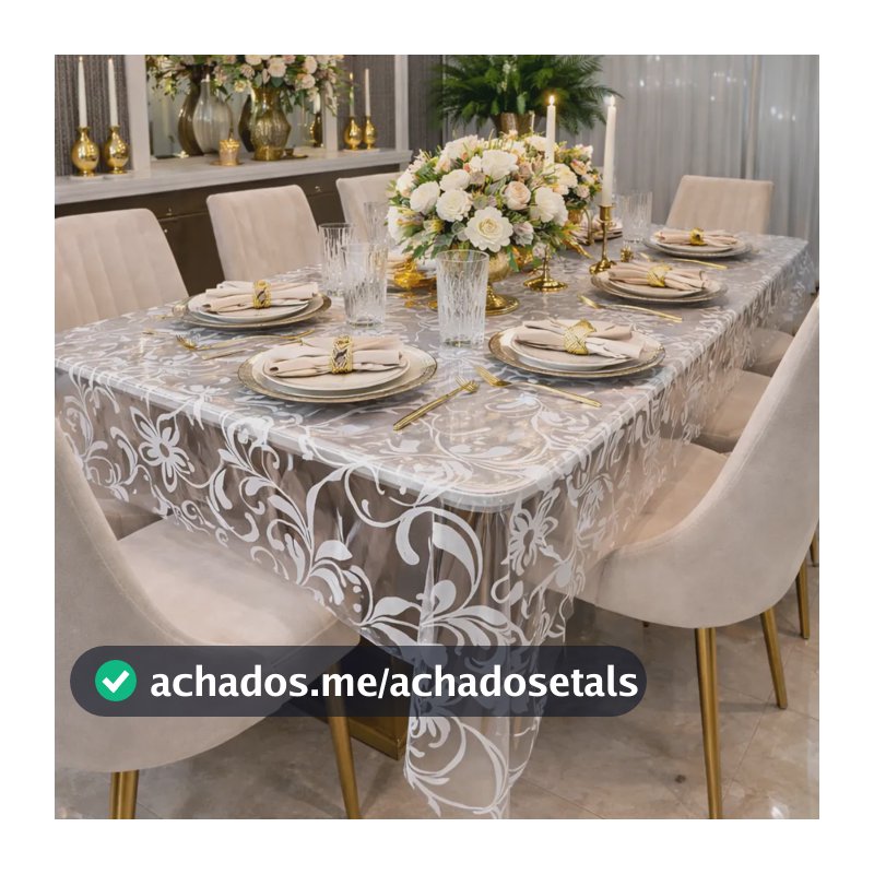 Toalha De Mesa 4 E 6 Lugares 2,0 X 1,40 Plástico Transparente Impermeável Resistente 100% Pvc Retangular Cozinha Cor Luxo