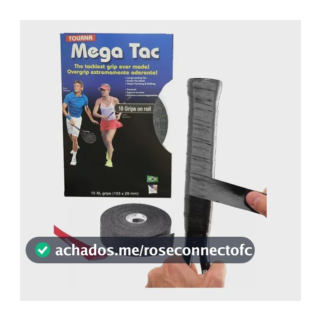 Overgrip Profissional Tourna Mega Tac Preto 10 Unidades Para Tênis