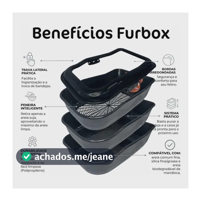 Caixa Areia Grande Alta Banheiro Gato Completa Furba Bandeja